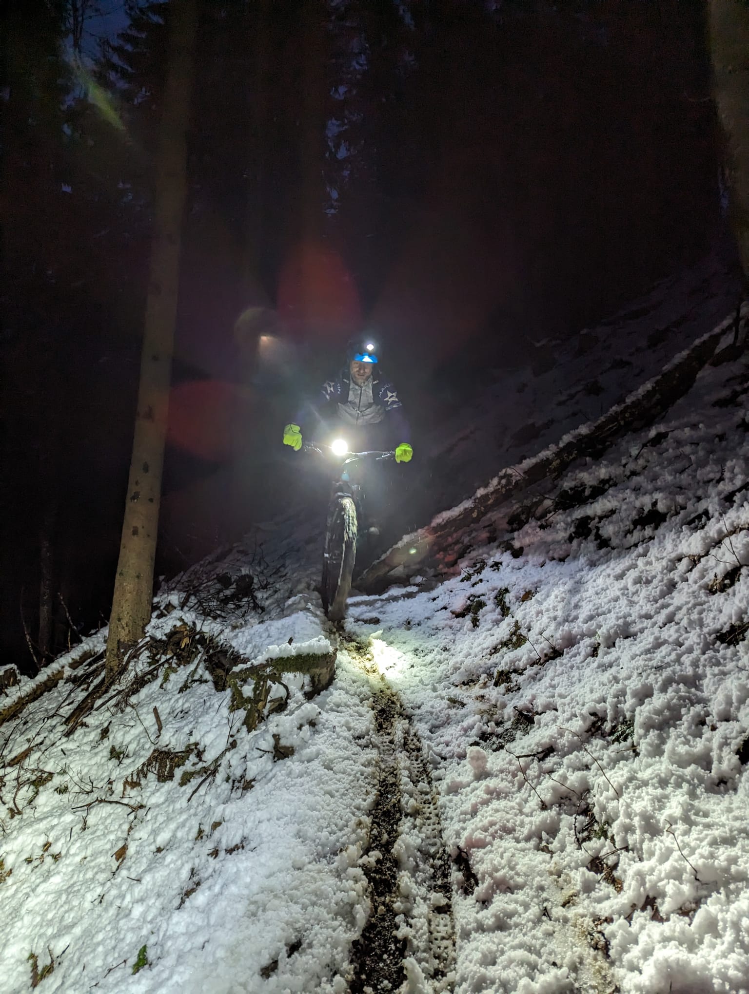 Snow night ride above Feldkirch